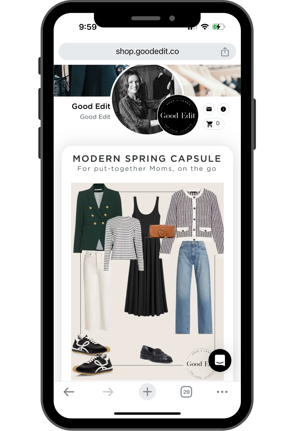 A stylist’s branded shop on a phone