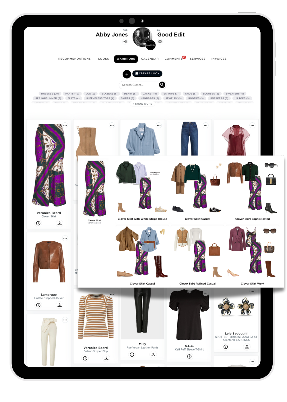 The private client styling app: a digital wardrobe with outfits built from a client’s own closet
